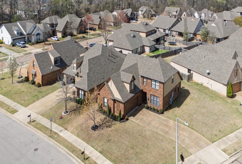 Aerial view of residential area