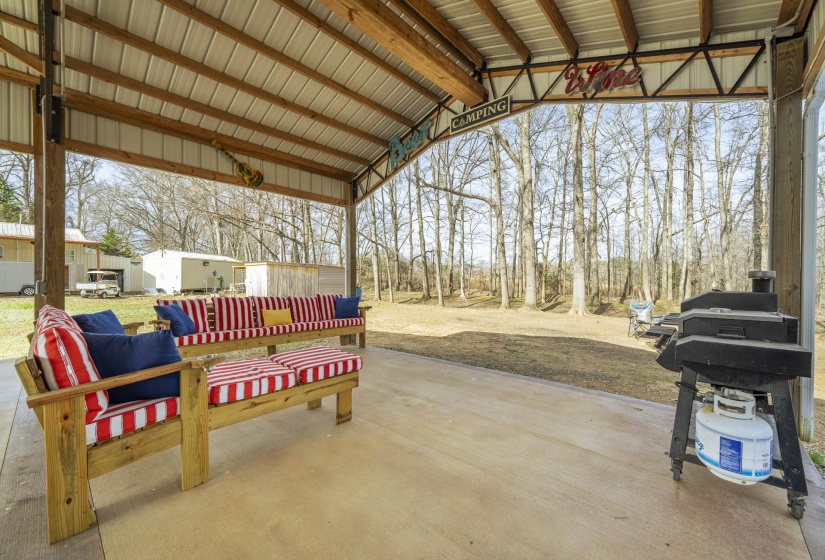 View of patio with grilling area