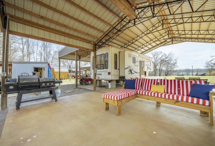 View of patio with grilling area