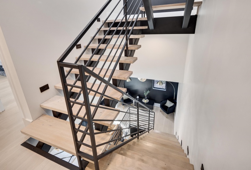 Staircase with wood finished floors