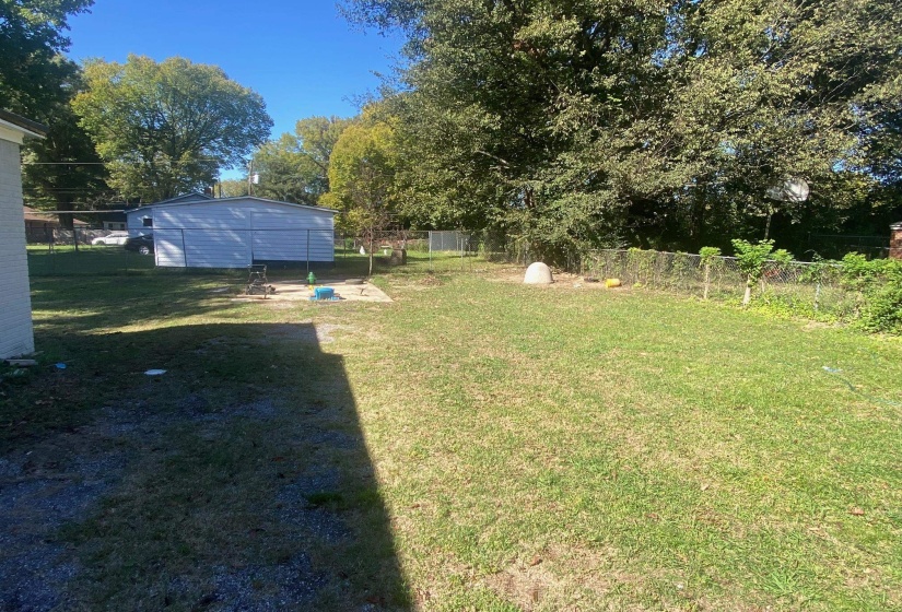 View of fenced backyard