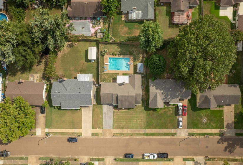 Aerial view of residential area