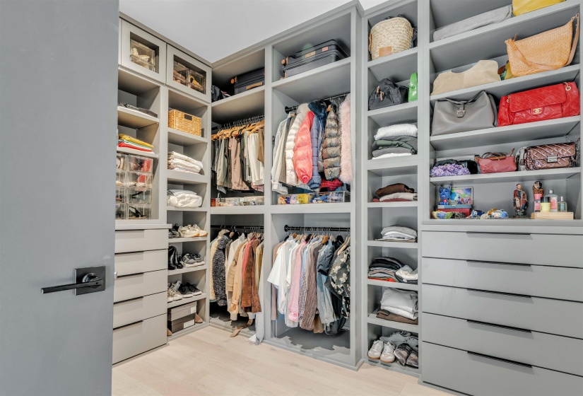 Walk in closet featuring light wood-style flooring
