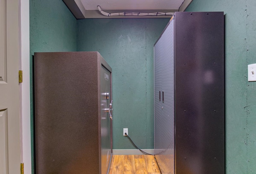Detailed view of wood finished floors and baseboards