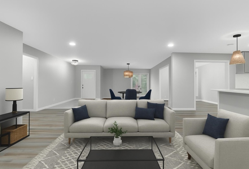 Living area featuring recessed lighting and wood finished floors
