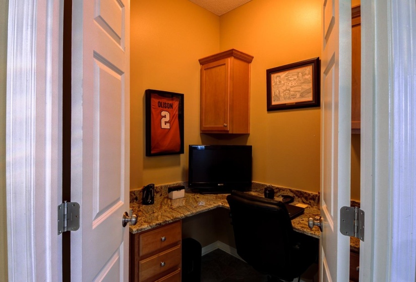 Home office with built in desk