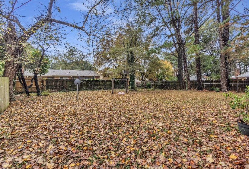 View of fenced backyard