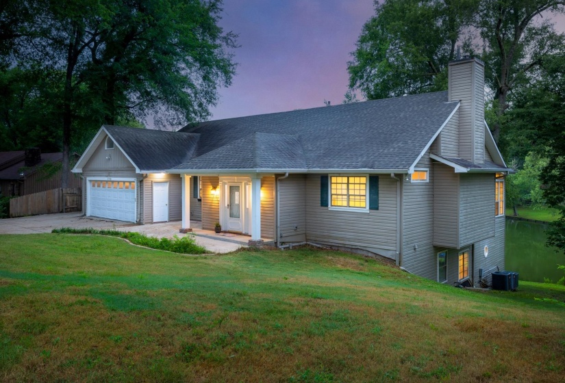 Traditional ranch-style home but with a twist. This one has three floors of living space and a lake view.