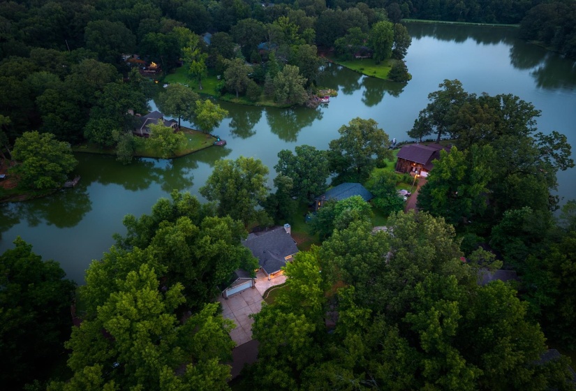 Drone / aerial view of a nearby body of water