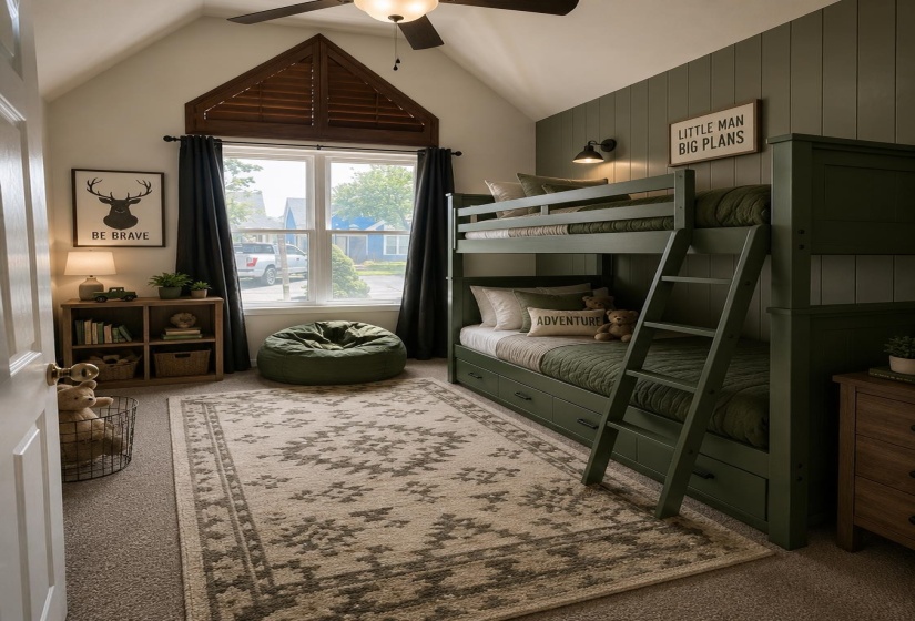 Staging of Bedroom 2.of a kids bedroom