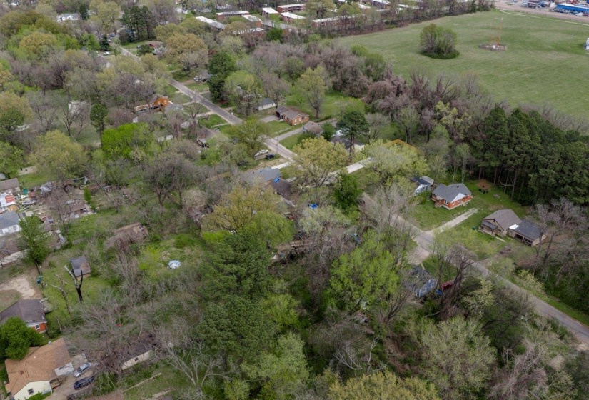 Aerial perspective of suburban area