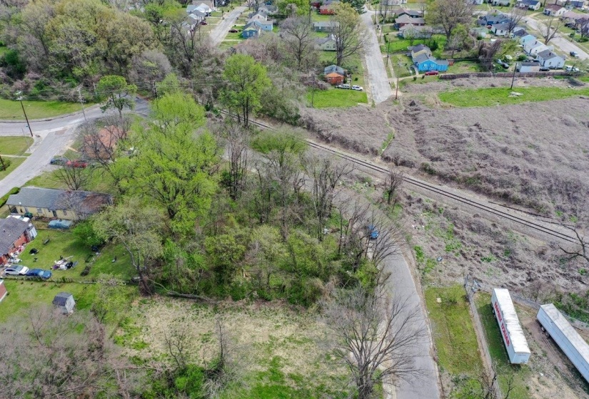 Aerial perspective of suburban area