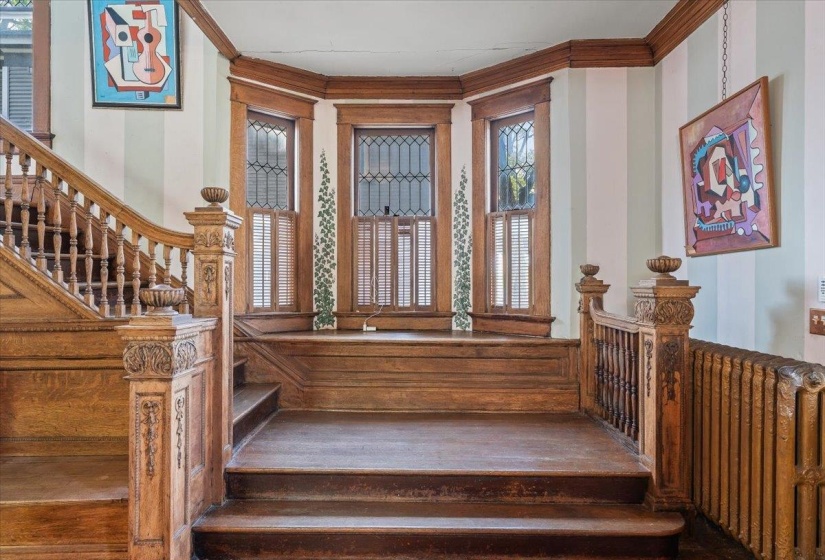 Staircase with crown molding