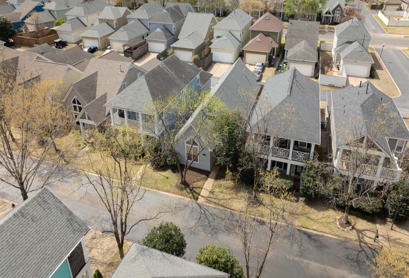 Aerial perspective of suburban area