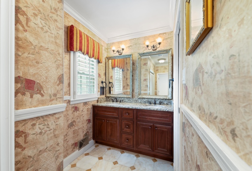 Marble floors & custom cabinet with granite countertop