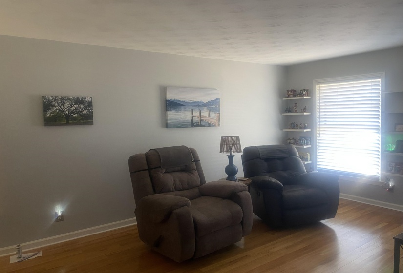 Living area with wood finished floors