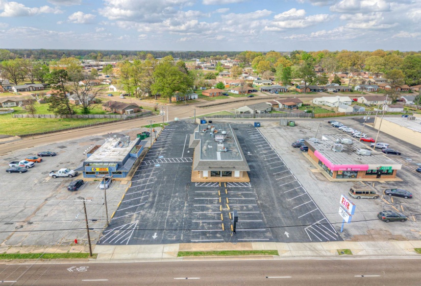 Bird's eye view of a commercial area