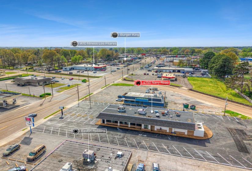 Drone / aerial view of a commercial area