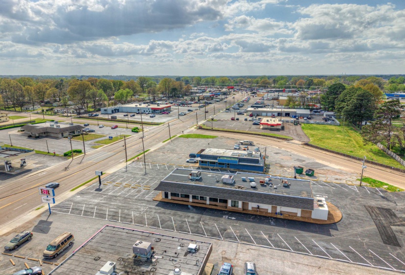 Bird's eye view of a commercial area