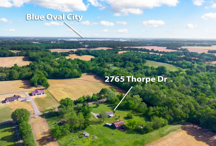View of rural area with property boundaries highlighted
