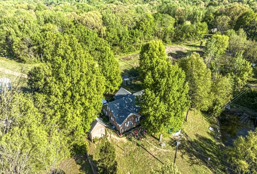 Bird's eye view of a heavily wooded area