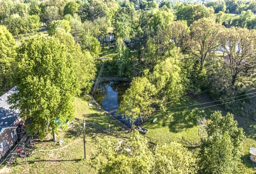 Bird's eye view of a tree filled landscape