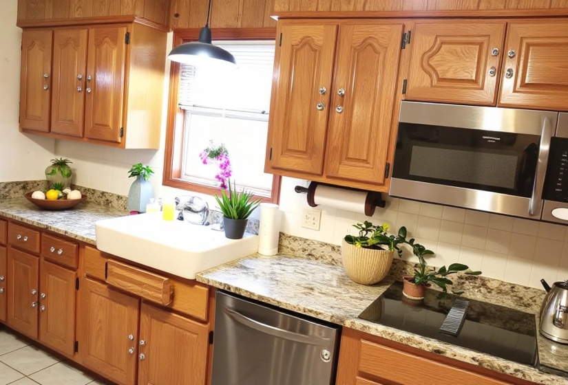 Kitchen featuring wood cabinetry, solid surface countertops, an undermount sink, stainless steel appliances, and a tiled backsplash