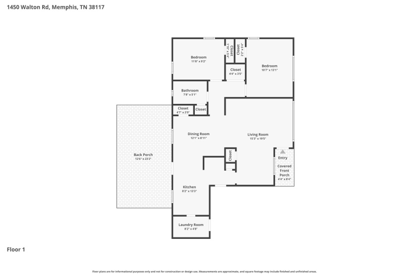 1450 WALTON RD, Memphis, Tennessee 38117, 2 Bedrooms Bedrooms, 6 Rooms Rooms,1 BathroomBathrooms,Residential,For Sale,WALTON,10218655