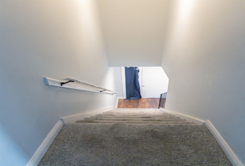 Staircase with carpet floors
