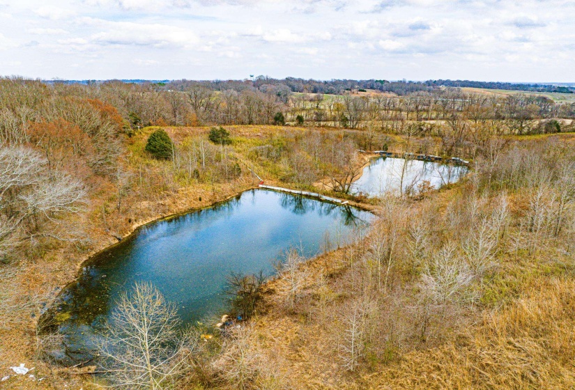 Bird's eye view of a nearby body of water
