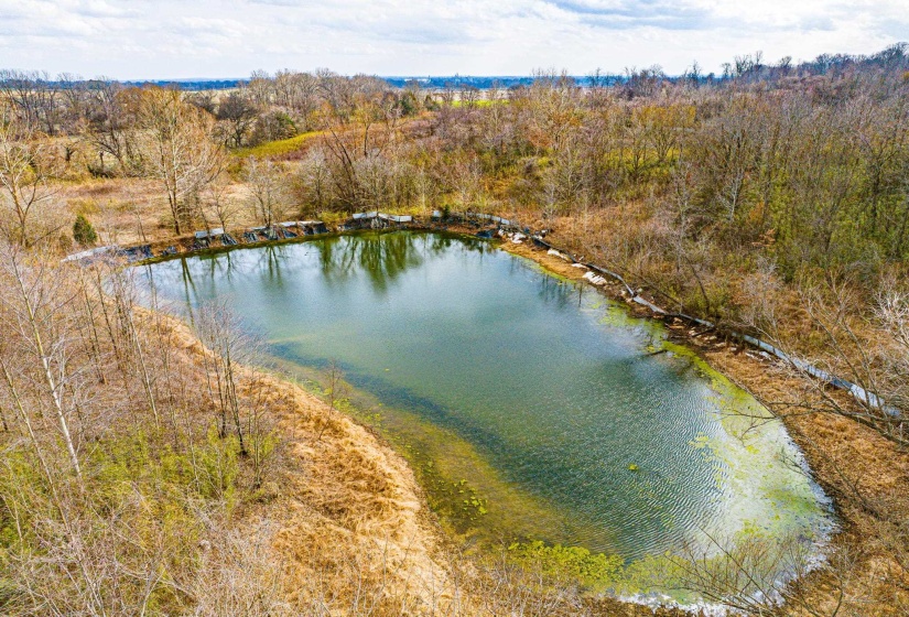 Bird's eye view of a nearby body of water
