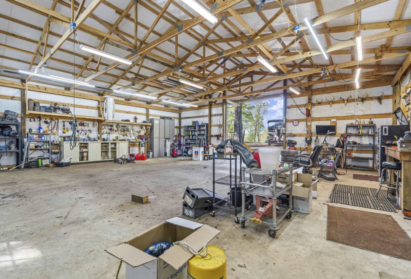 Garage featuring a workshop area