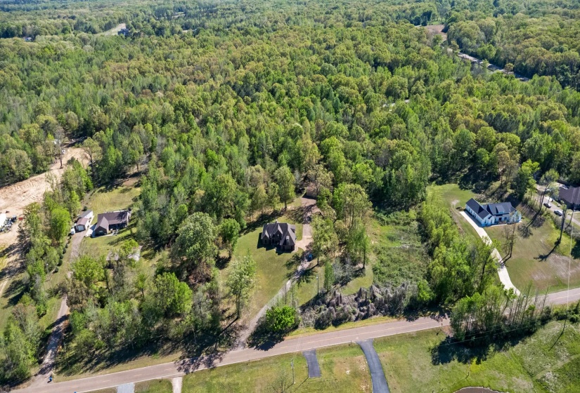 Bird's eye view of a heavily wooded area