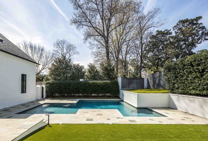 View of pool with a fenced backyard and patio surround
