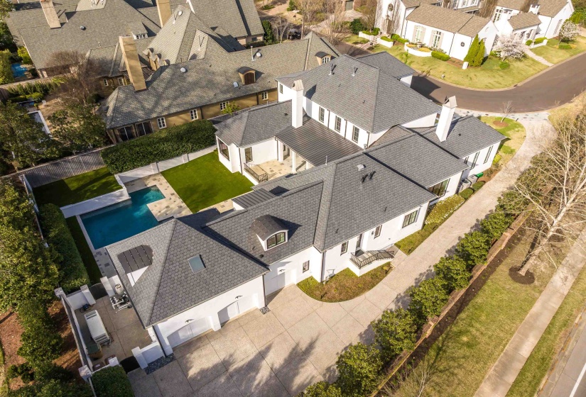 Aerial perspective of suburban area