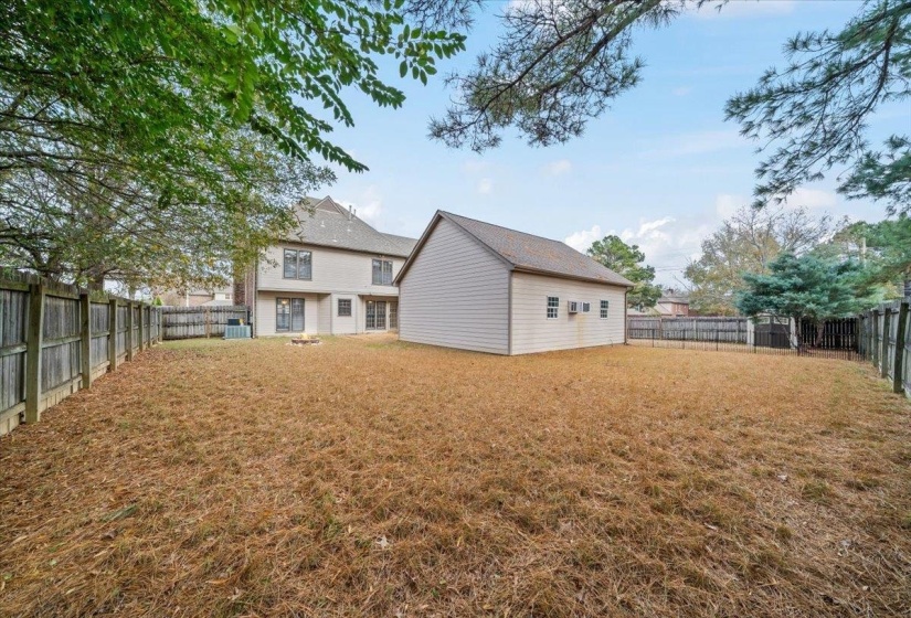 View of fenced backyard