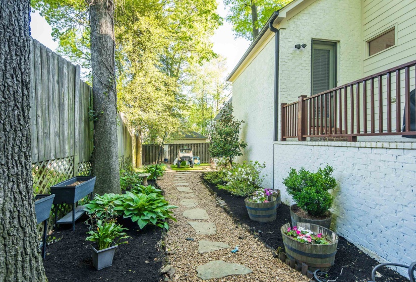 View of fenced backyard