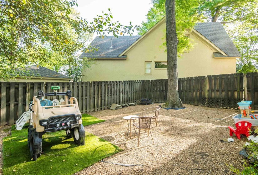 View of fenced backyard