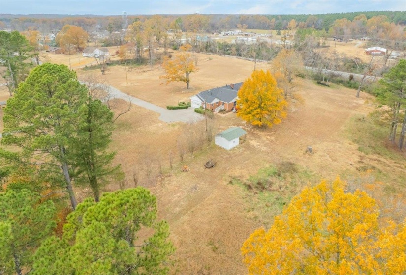 Aerial view of sparsely populated area