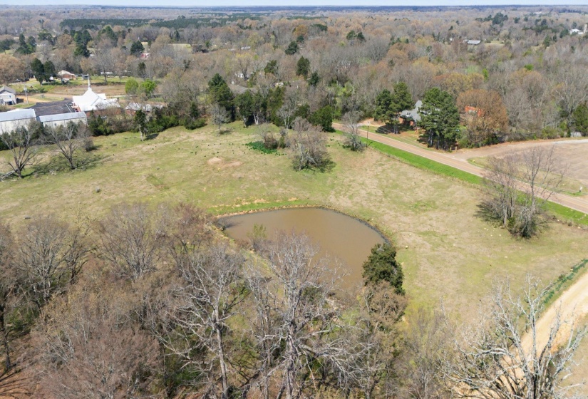 Bird's eye view of a nearby body of water