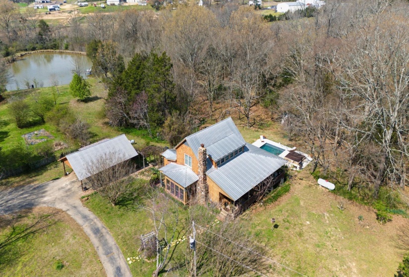 Drone / aerial view of a large body of water