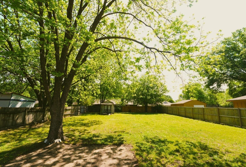 View of fenced backyard