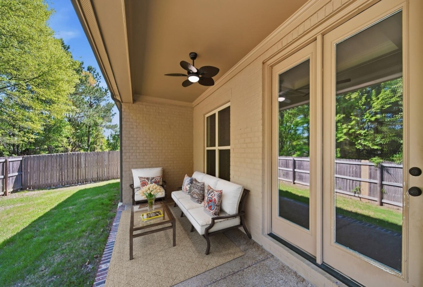 View of patio / terrace with a ceiling fan and outdoor lounge area