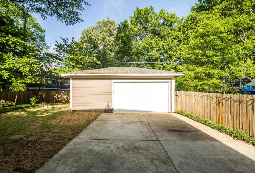 View of detached garage