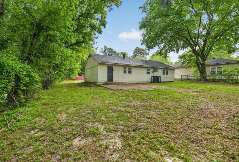 Back of property featuring a patio and a fenced backyard