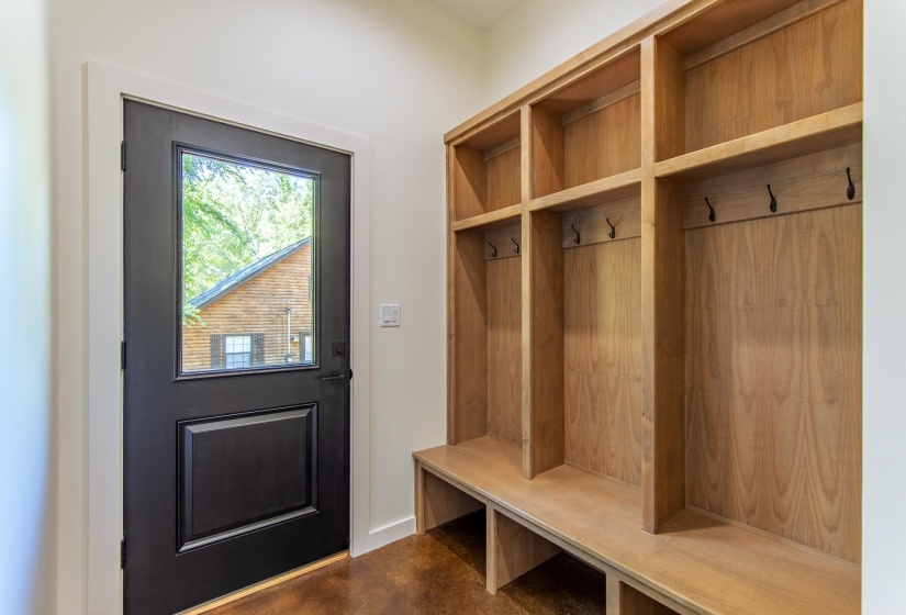Mudroom with concrete flooring