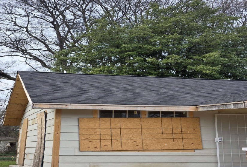 Exterior view of new shingled roof