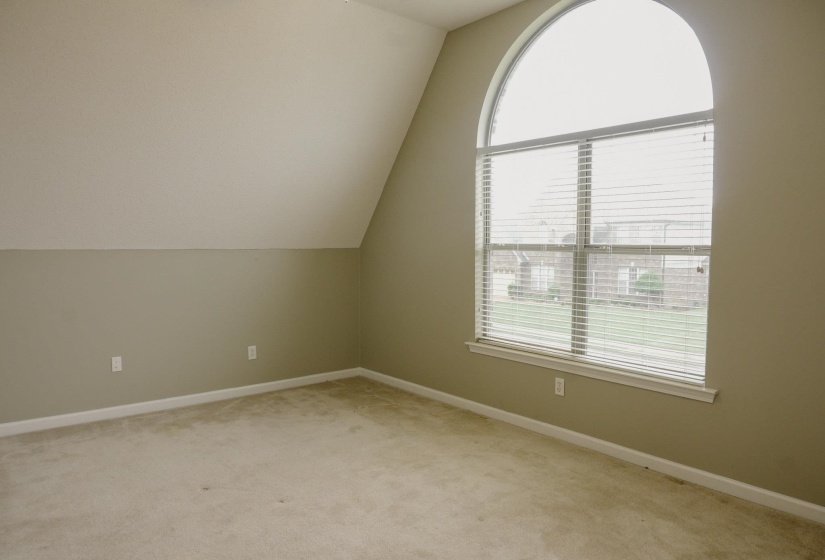 Bonus room featuring vaulted ceiling and light carpet
