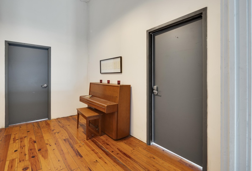 Entryway with light wood-style flooring