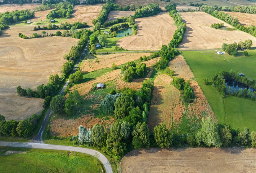 Overview of rural landscape with farmland